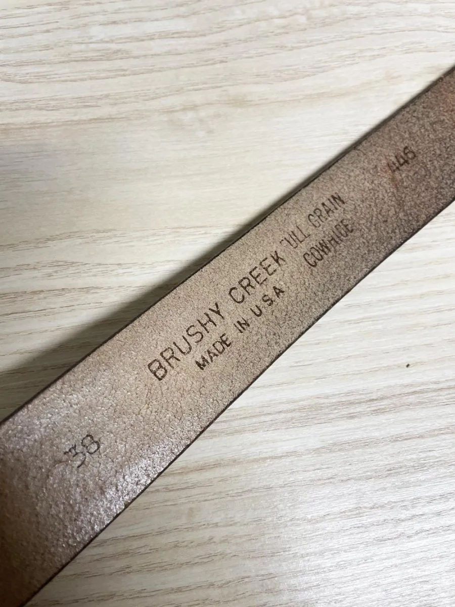 vintage 80s brushy creek tooled leather moose nature scene belt | made in USA sold by Good Market Thrift Store product image thumbnail 5