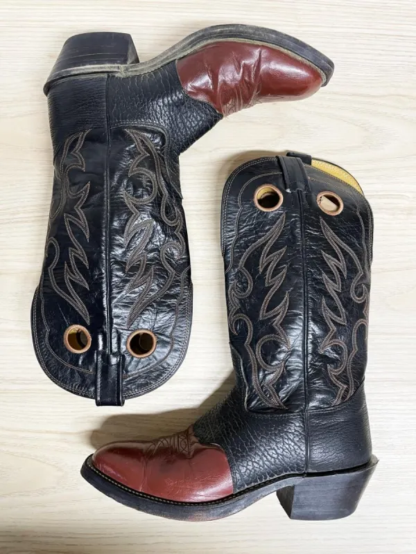 vintage 70s nocona leather two-tone heritage texas cowboy boots | made in USA made by Good Market Thrift Store