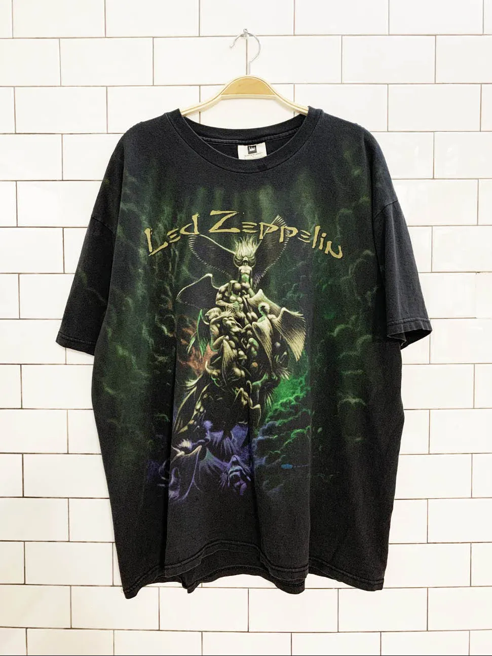 vintage 90s led zeppelin stairway to heaven all over print tee | winterland sold by Good Market Thrift Store