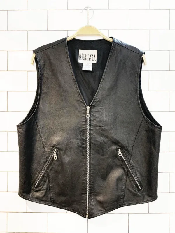 vintage 90s city streets leather full zip vest top made by Good Market Thrift Store