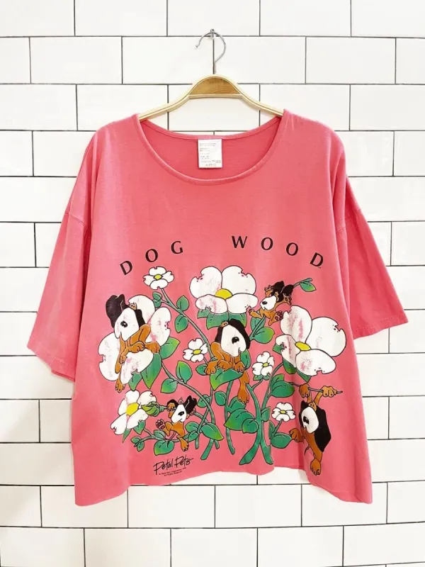 vintage 90s petal pets dogwood cropped graphic tee | made in India made by Good Market Thrift Store