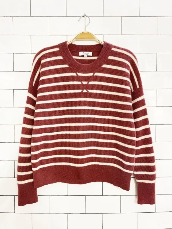 madewell 100% cashmere waffle stripe crewneck sweater made by Good Market Thrift Store