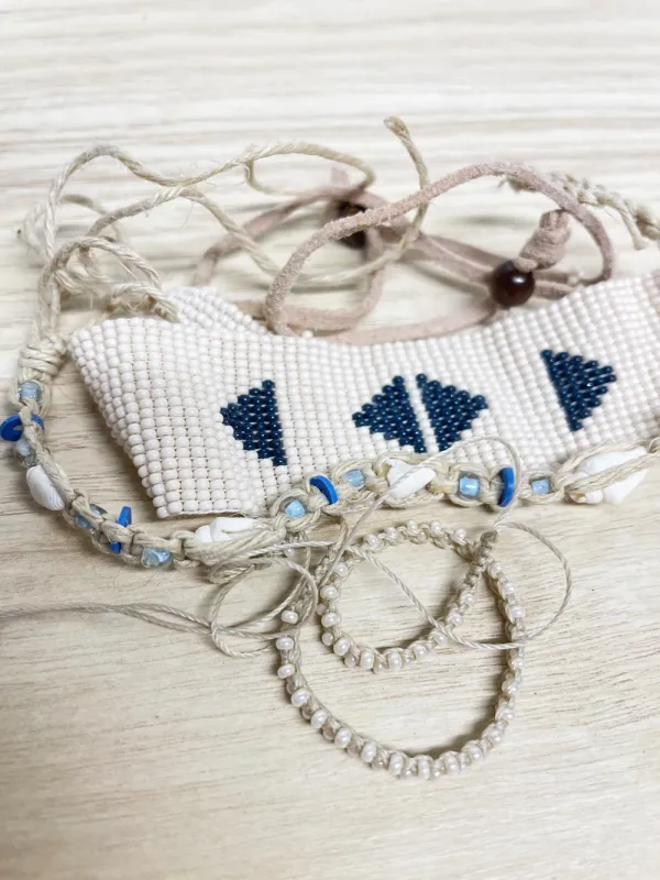x3 stacked boho beaded bracelets made by Good Market Thrift Store