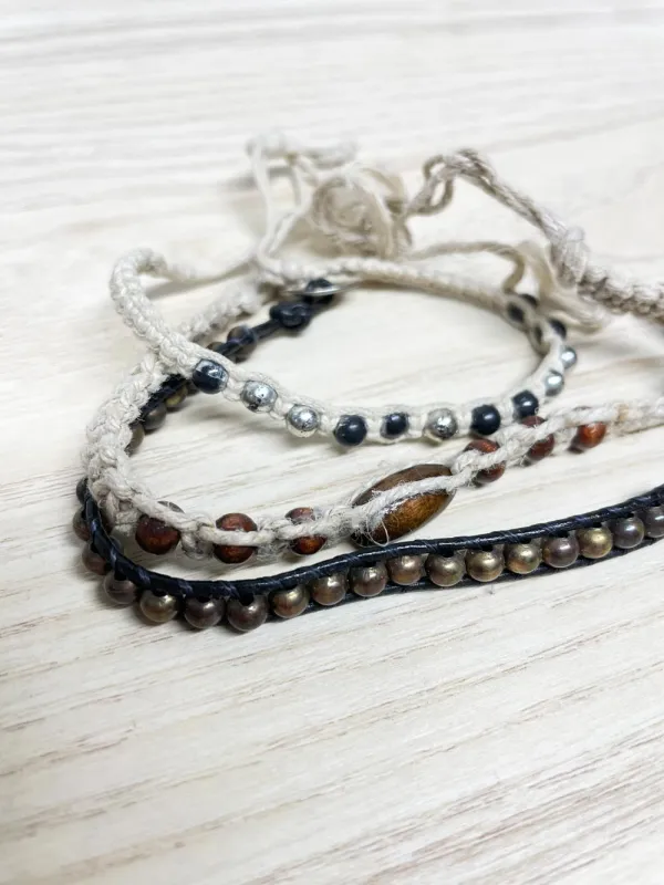 x3 stacked boho beaded bracelets made by Good Market Thrift Store