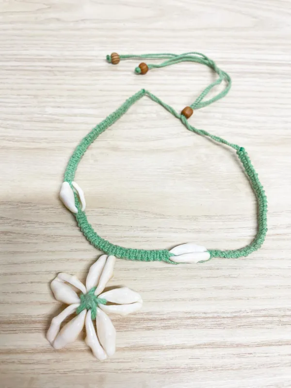 y2k cowrie shell flower necklace made by Good Market Thrift Store