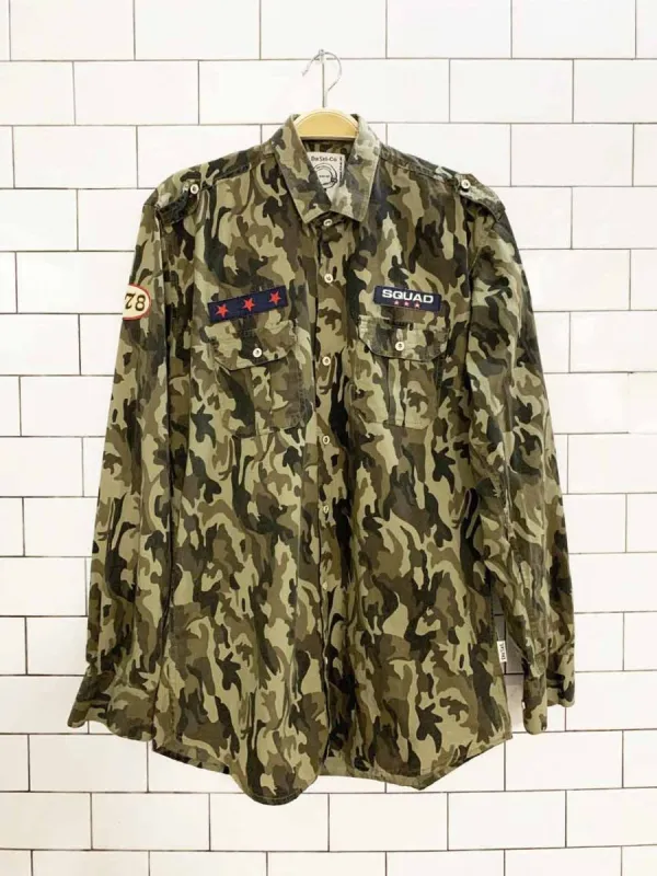 vintage 00s diesel patched military camo full button shirt made by Good Market Thrift Store