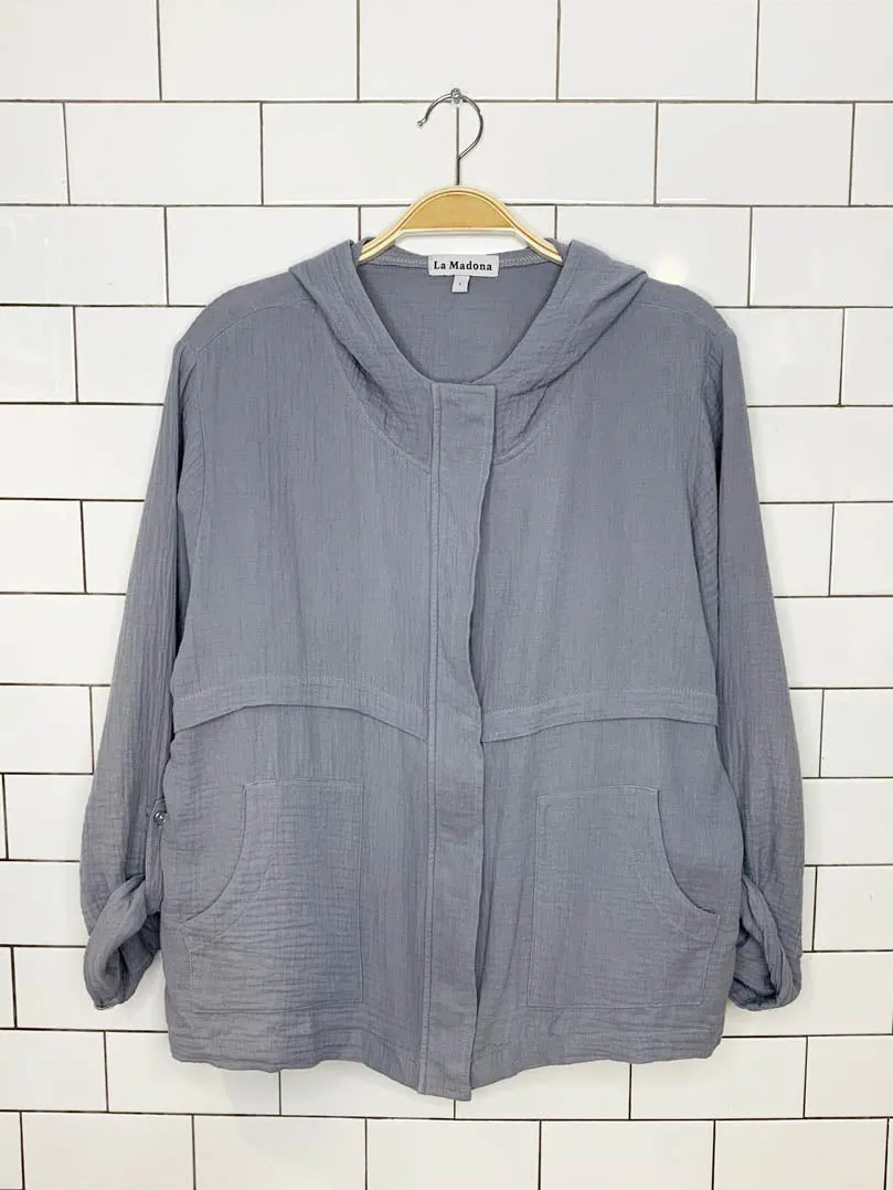la madonna gauze cotton hooded full zip jacket sold by Good Market Thrift Store