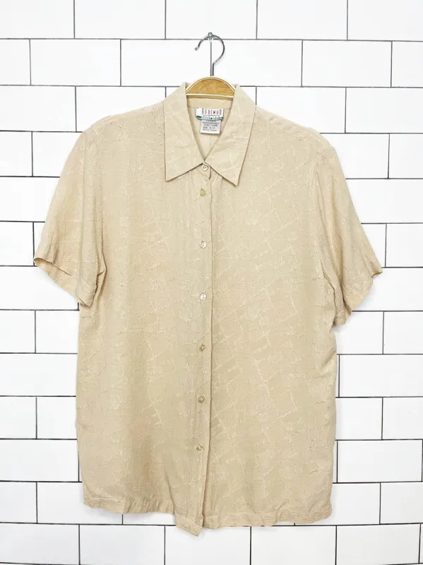 vintage braemar 100% silk textured full button blouse made by Good Market Thrift Store