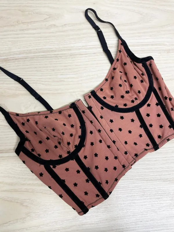 UO out from under flocked stars corset bustier | urban outfitters made by Good Market Thrift Store