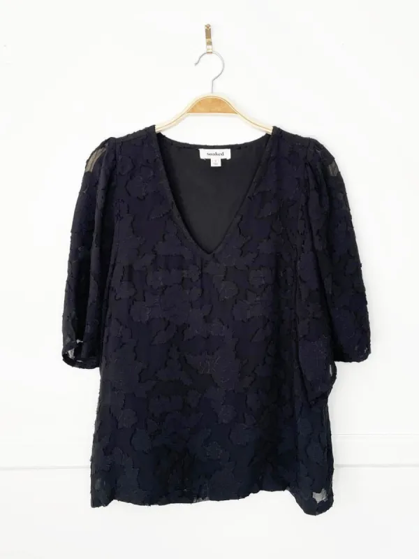 soaked in luxury 2026 felecia flutter sleeve v-neck blouse made by Good Market Thrift Store