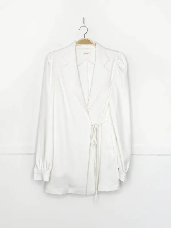 etik nor puff shoulder structured wrap mini dress | made in Sweden made by Good Market Thrift Store