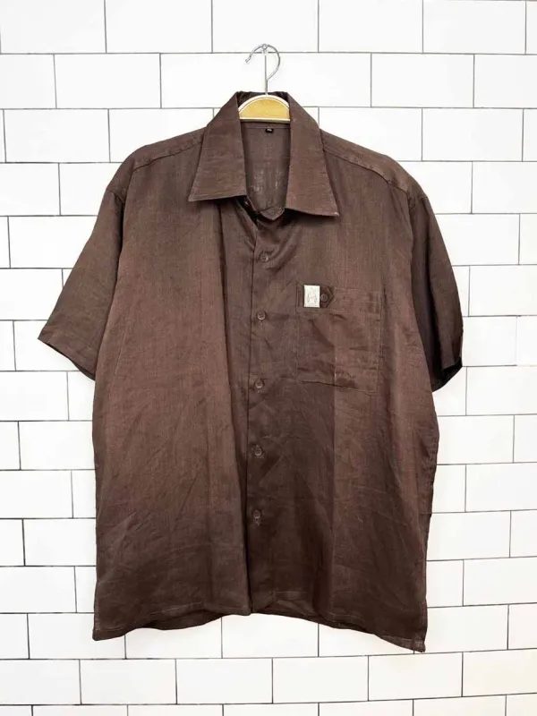 vintage 70s linen club 100% linen full button shirt made by Good Market Thrift Store