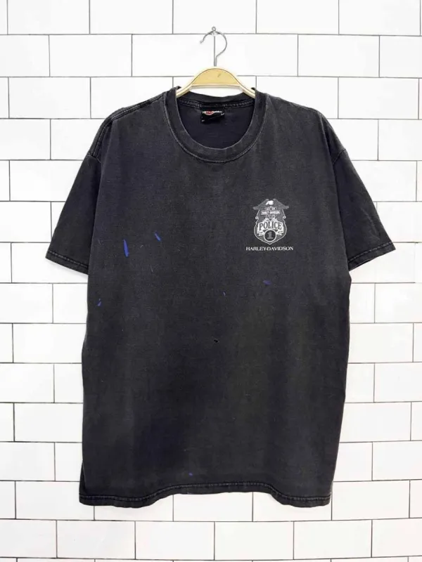 vintage harley davidson police graphic tee made by Good Market Thrift Store
