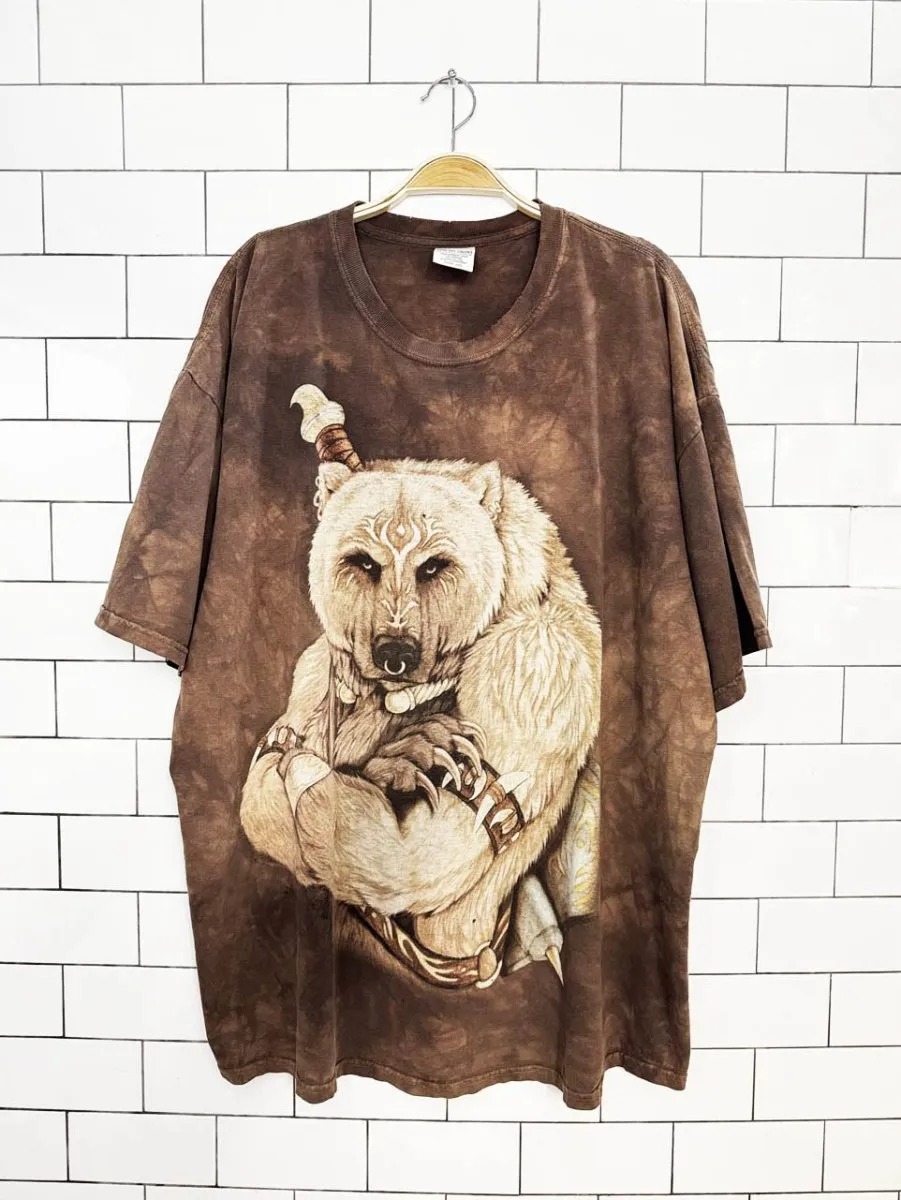 vintage 00s the mountain warrior bear tie dye tee | comfort colours sold by Good Market Thrift Store