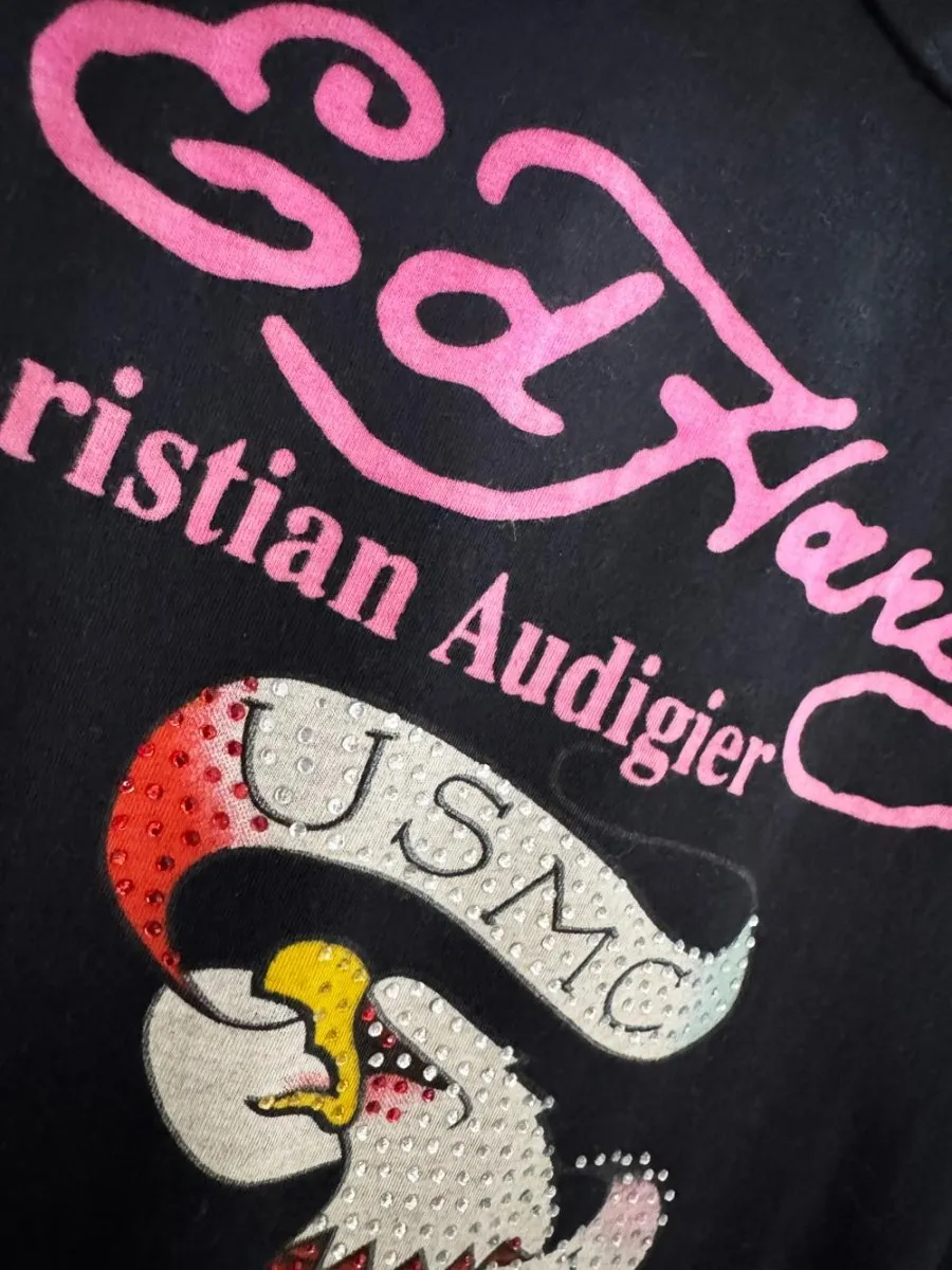 y2k ed hardy crystal eagle print tee sold by Good Market Thrift Store product image thumbnail 2
