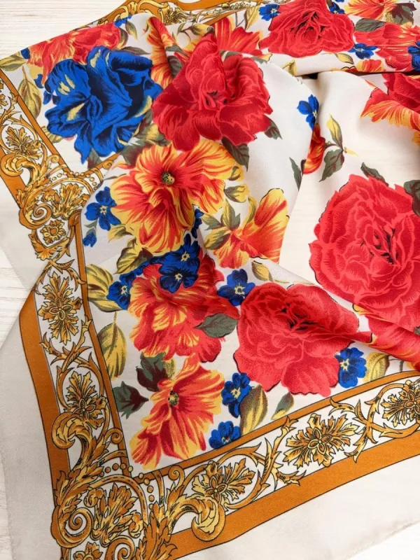 vintage berksha floral poly xl square scarf | made in Italy made by Good Market Thrift Store