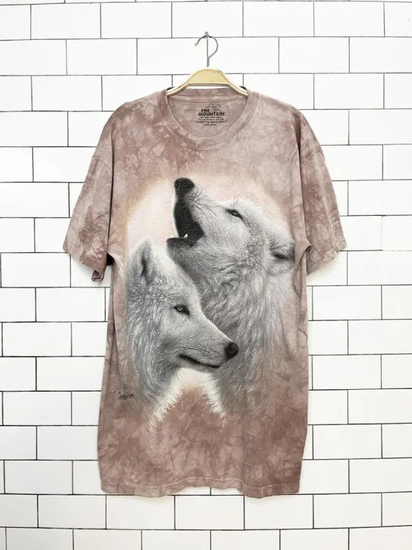 vintage 00s the mountain wolf print tie dye tee made by Good Market Thrift Store