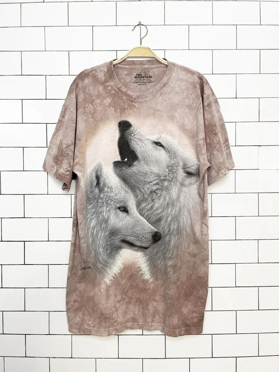 vintage 00s the mountain wolf print tie dye tee sold by Good Market Thrift Store