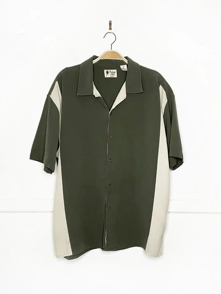 vintage silk 100% silk bowling full button resort shirt sold by Good Market Thrift Store