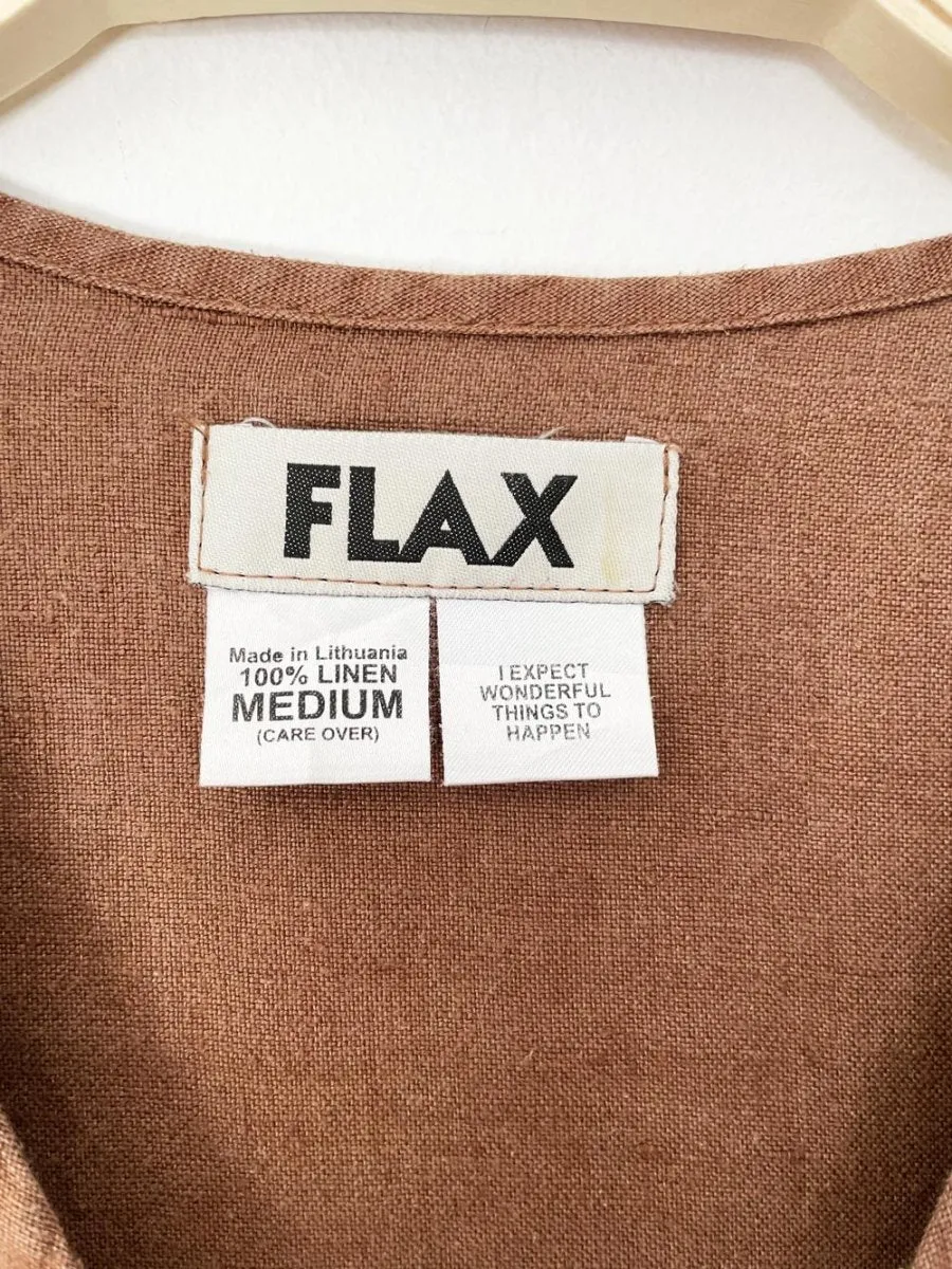 flax 100% linen full button v-neck shirt sold by Good Market Thrift Store product image thumbnail 5