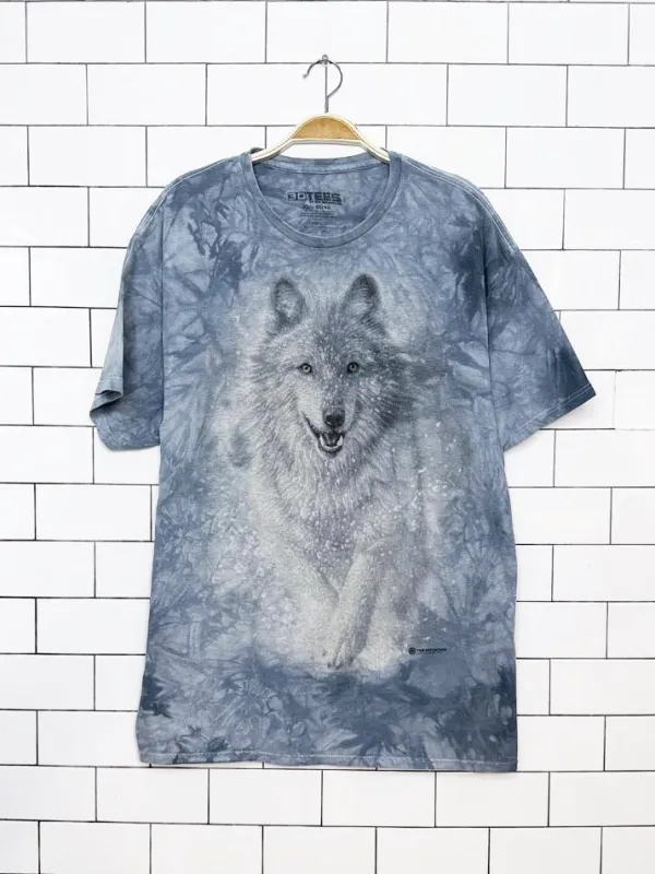 vintage 00s the mountain wolf print tie dye tee | made in USA made by Good Market Thrift Store