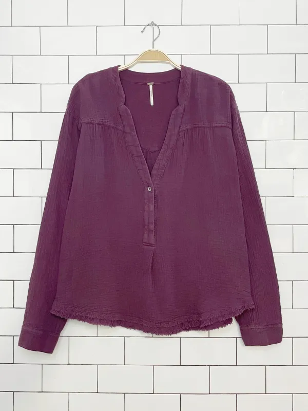 free people changing horizons gauze cotton oversized top made by Good Market Thrift Store
