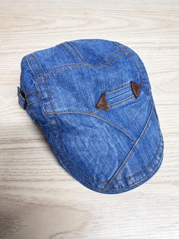 y2k denim patchwork flat cap made by Good Market Thrift Store