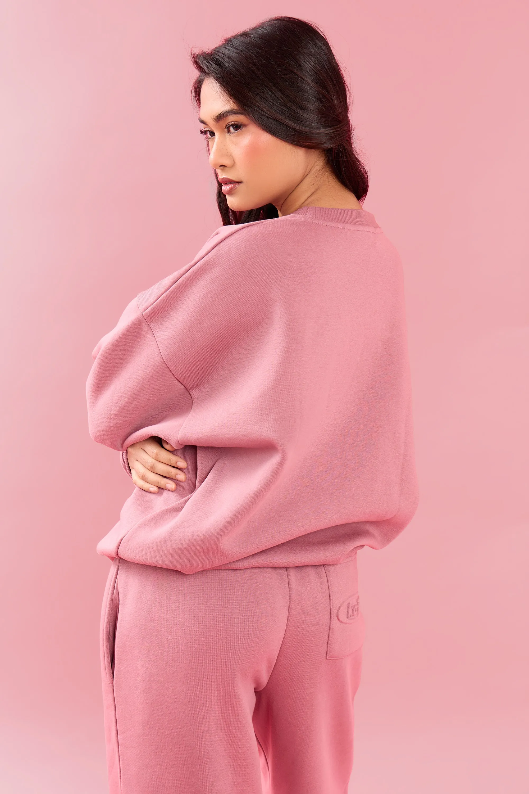 Kaiia Oval Embossed Oversized Sweatshirt Rose Latte sold by Kaiia the label product image thumbnail 4