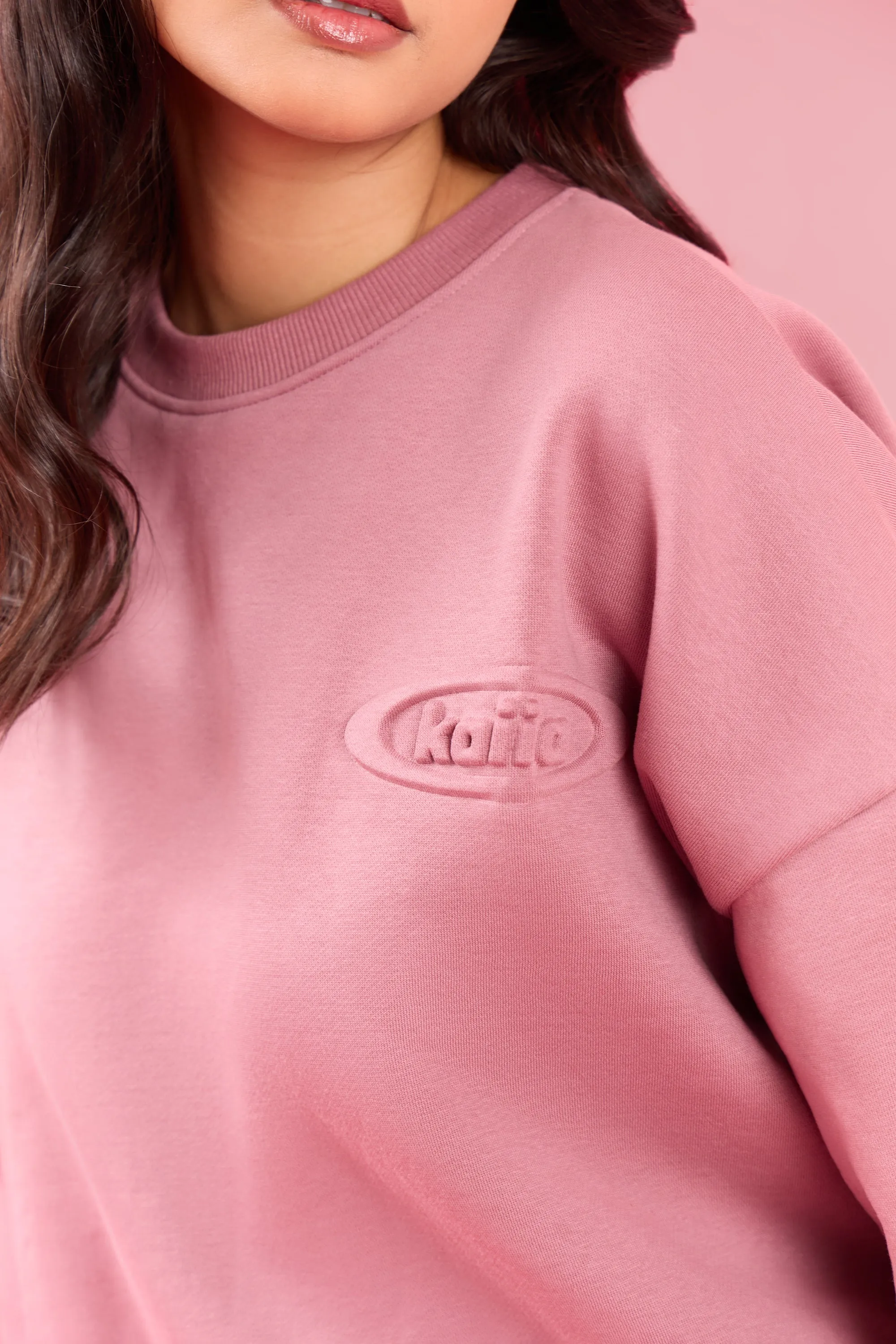 Kaiia Oval Embossed Oversized Sweatshirt Rose Latte sold by Kaiia the label product image thumbnail 2