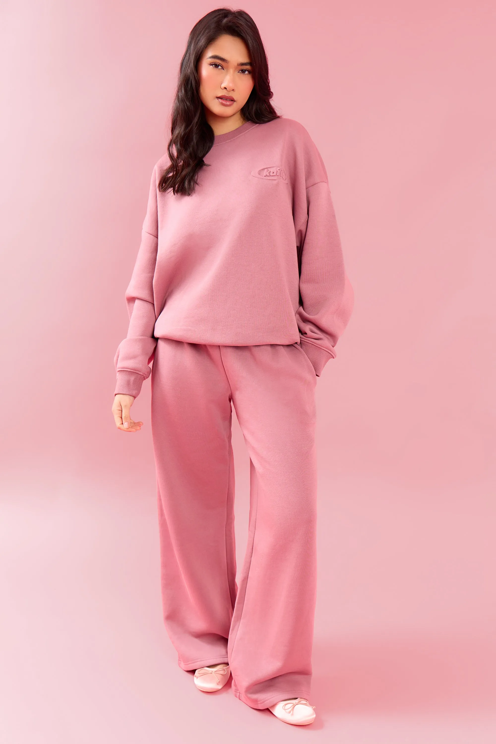 Kaiia Oval Embossed Oversized Sweatshirt Rose Latte sold by Kaiia the label product image thumbnail 3