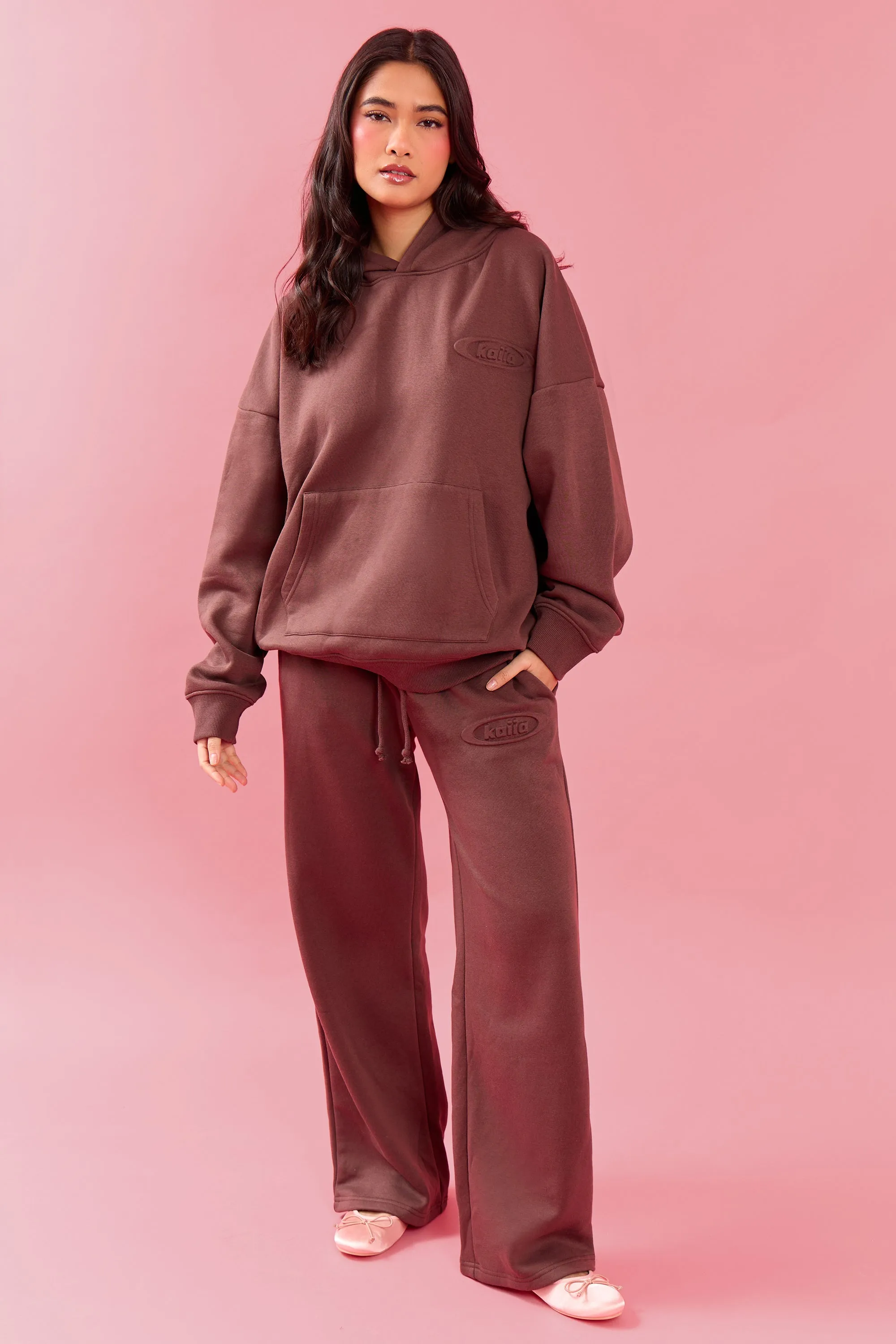 Kaiia Oval Embossed Oversized Hoodie Cocoa Brown sold by Kaiia the label product image thumbnail 4