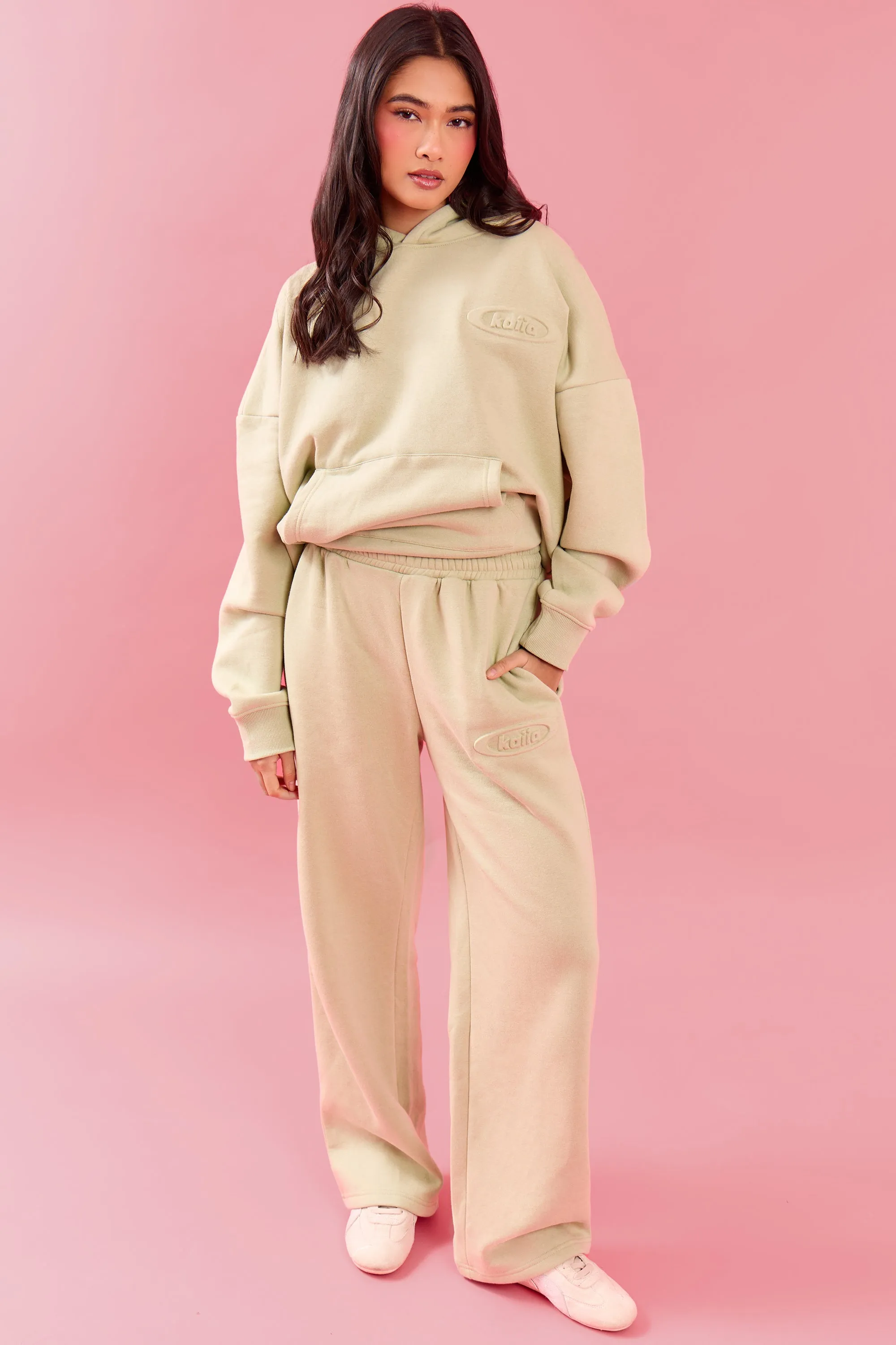 Kaiia Oval Embossed Oversized Hoodie Pistachio Cream sold by Kaiia the label product image thumbnail 4