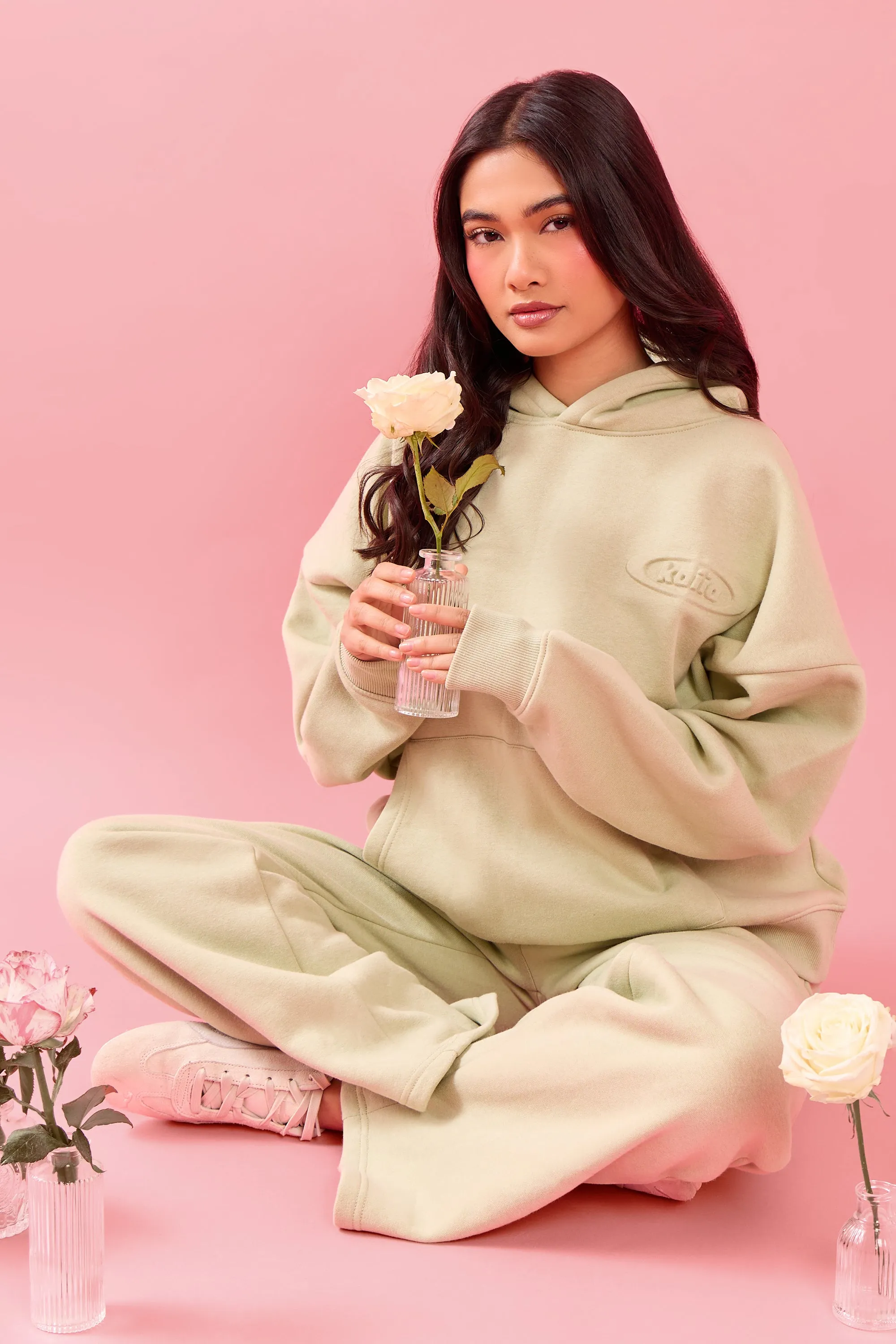 Kaiia Oval Embossed Oversized Hoodie Pistachio Cream sold by Kaiia the label product image thumbnail 2