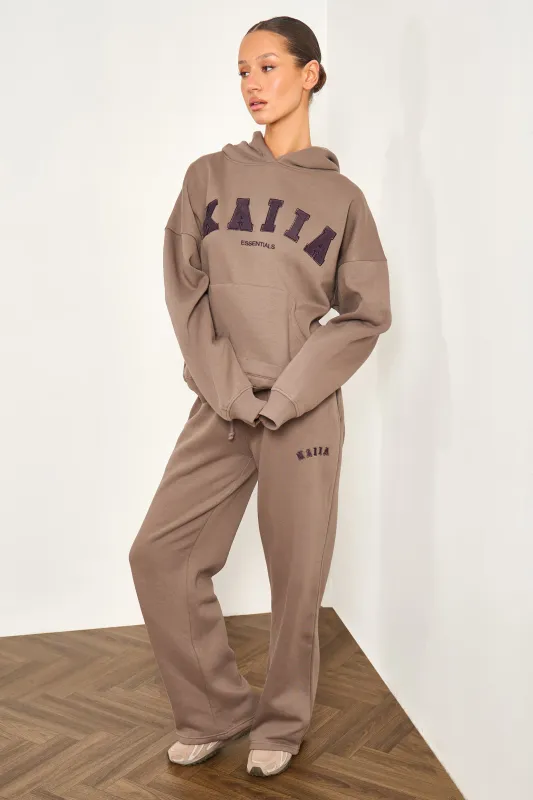 Kaiia Slogan Mid Rise Wide Leg Joggers Biscuit made by Kaiia the label