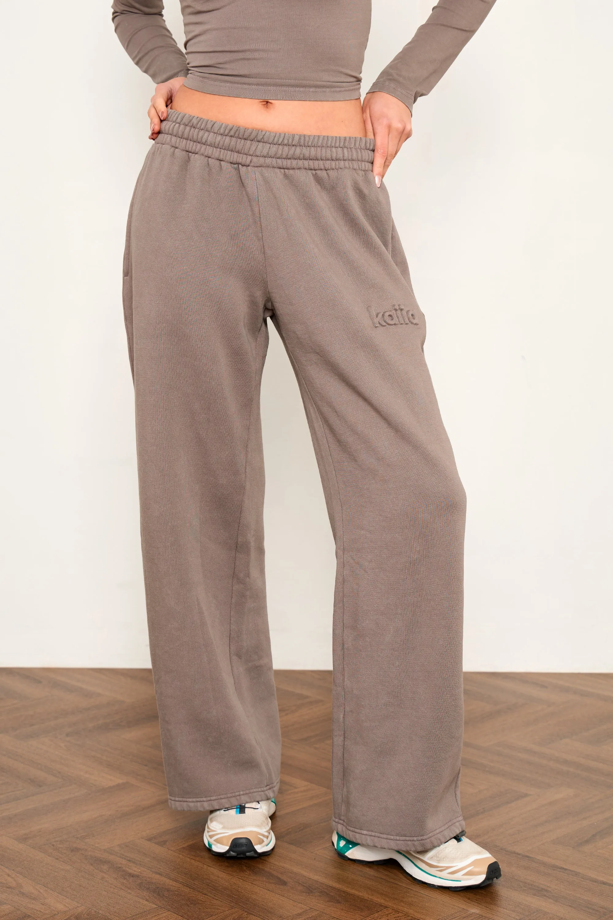 Kaiia Studio Embossed Wide Leg Joggers Storm Grey sold by Kaiia the label product image thumbnail 3