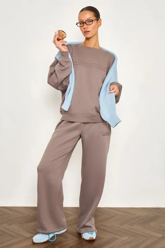 Kaiia Studio Embossed Wide Leg Joggers Storm Grey made by Kaiia the label