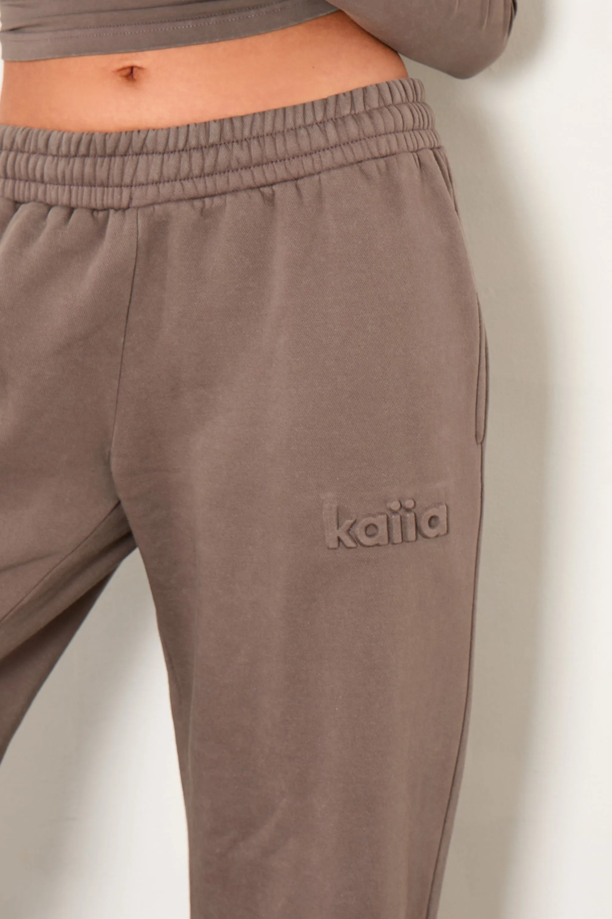 Kaiia Studio Embossed Wide Leg Joggers Storm Grey sold by Kaiia the label product image thumbnail 2