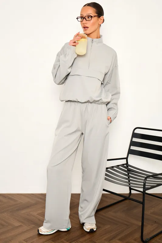 Kaiia Woven Wide Leg Trousers Grey Blue made by Kaiia the label