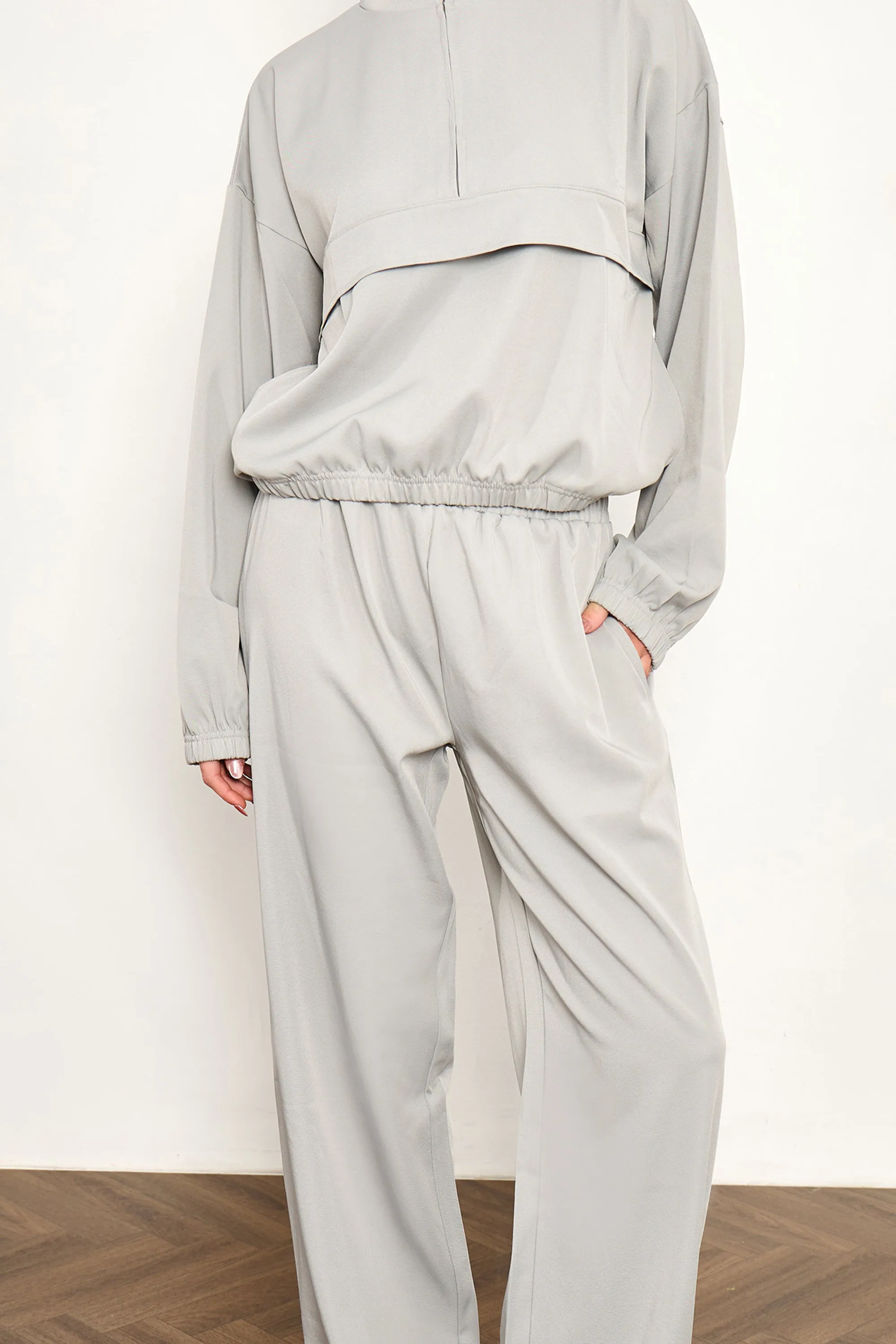 Kaiia Woven Wide Leg Trousers Grey Blue sold by Kaiia the label product image thumbnail 2
