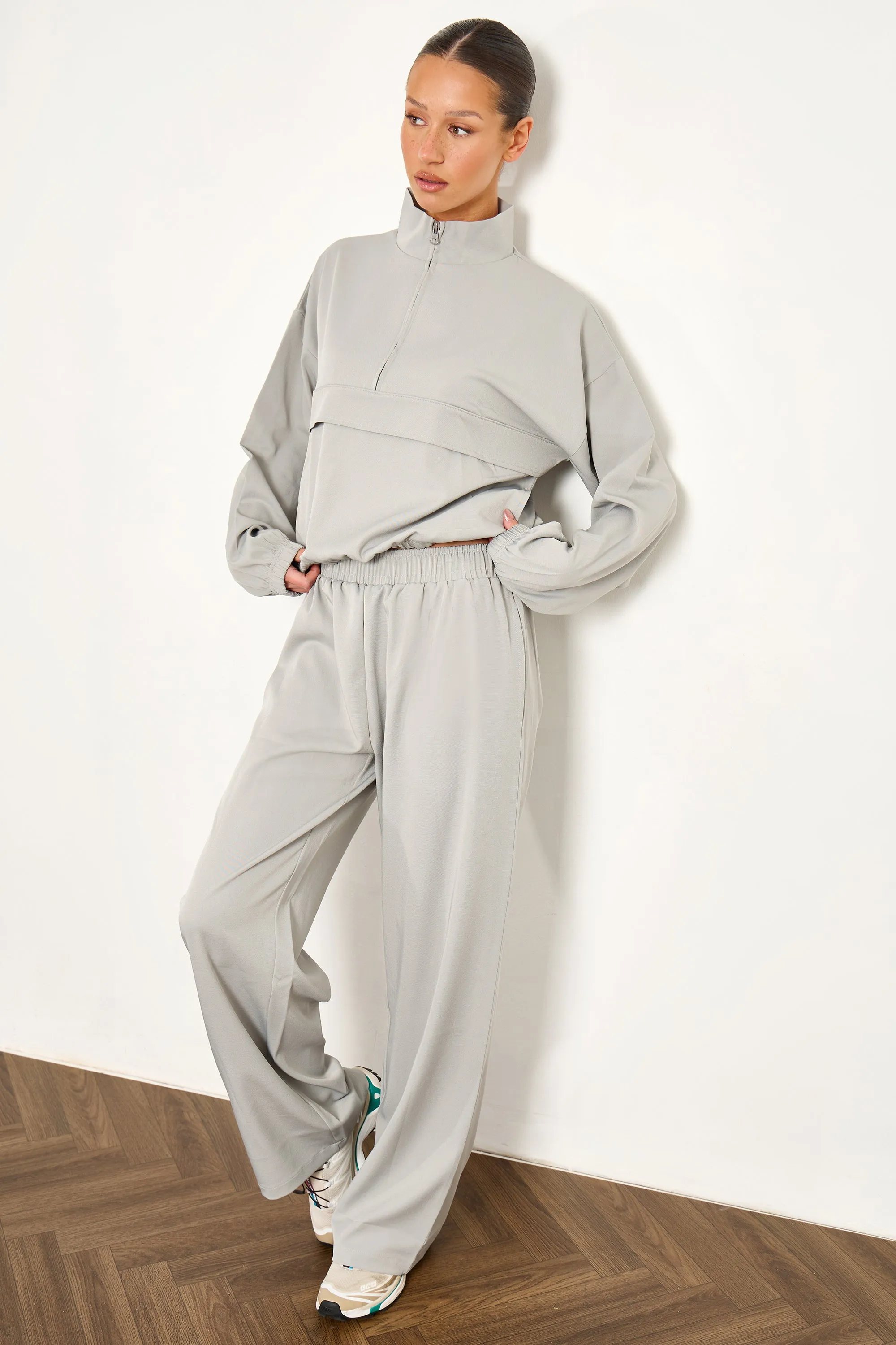 Kaiia Woven Funnel Neck Quarter Zip Jacket Grey Blue sold by Kaiia the label product image thumbnail 4