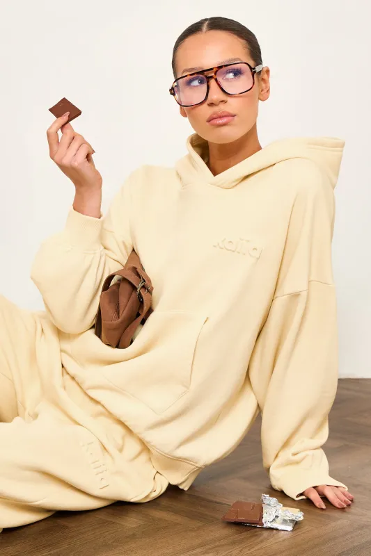 Kaiia Embossed Oversized Hoodie Washed Butter Yellow made by Kaiia the label