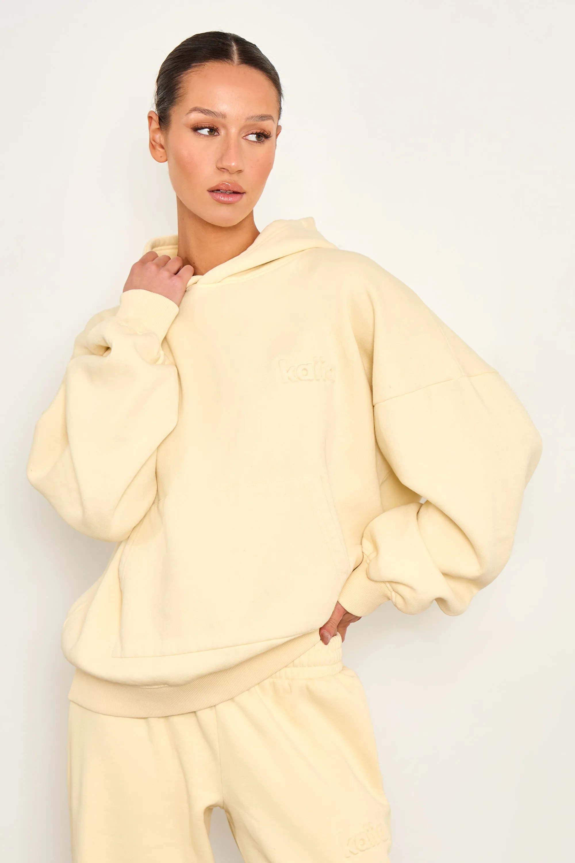 Kaiia Embossed Oversized Hoodie Washed Butter Yellow sold by Kaiia the label product image thumbnail 2