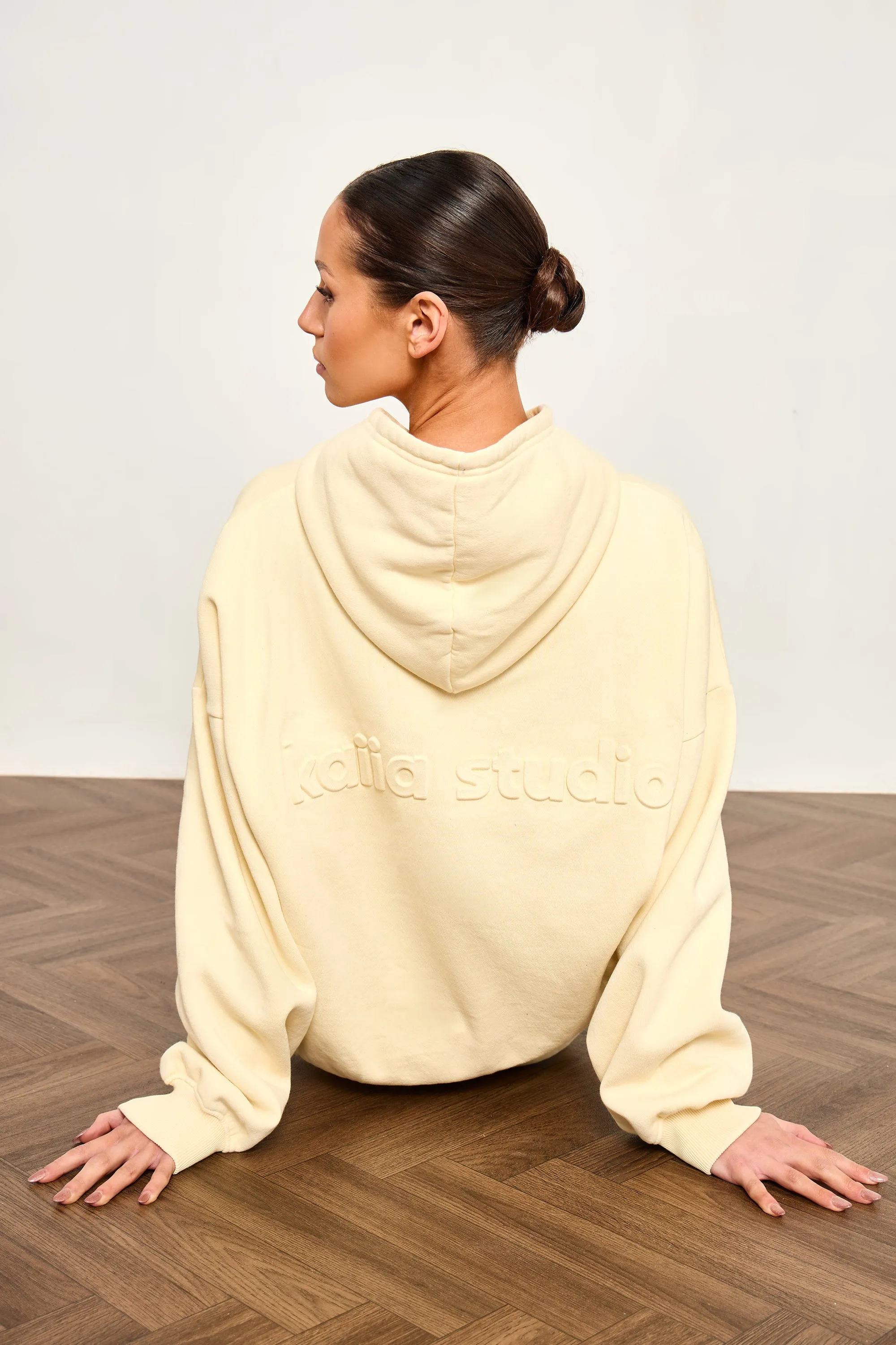 Kaiia Embossed Oversized Hoodie Washed Butter Yellow sold by Kaiia the label product image thumbnail 3