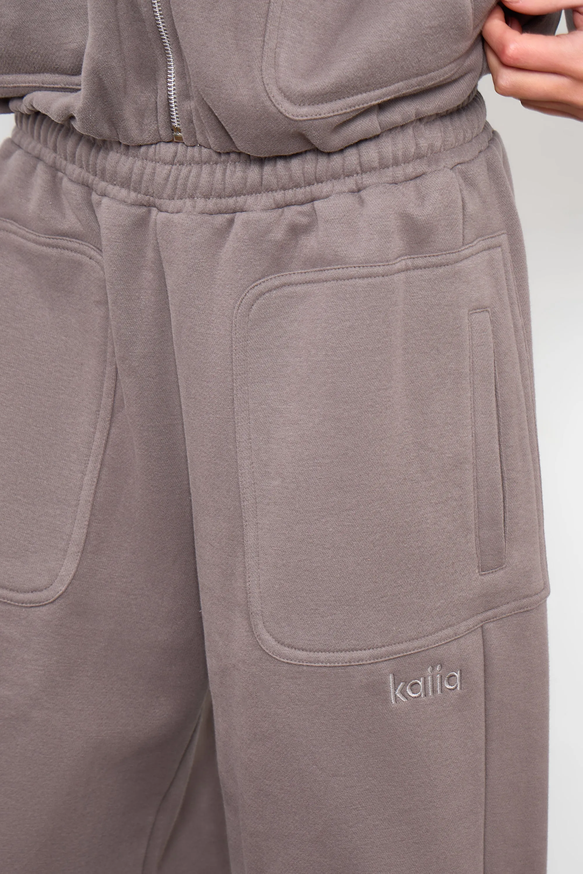 Kaiia Pocket Detail Mid Rise Wide Leg Joggers Silver Grey sold by Kaiia the label product image thumbnail 2