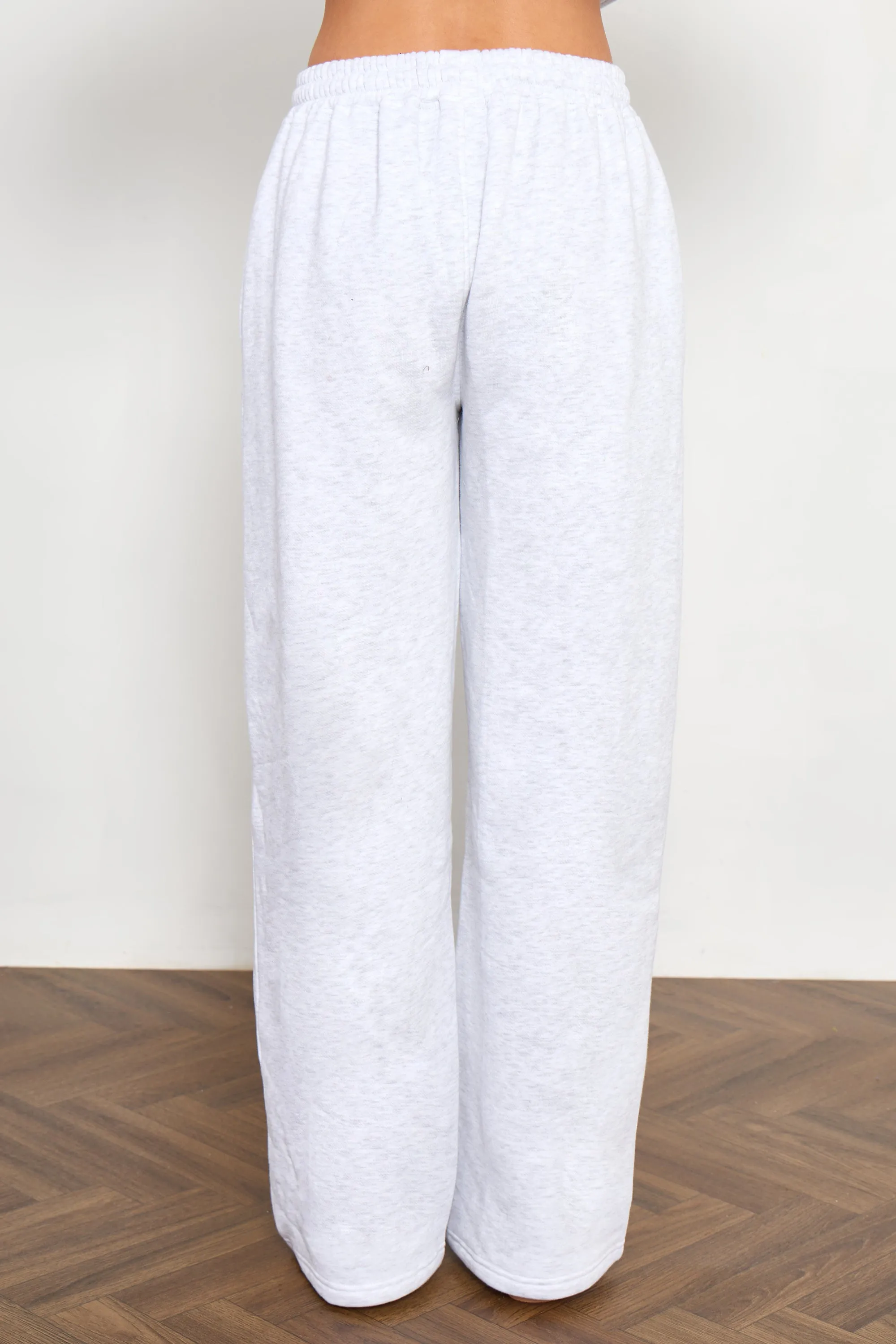 Kaiia Stitch Slogan Wide Leg Joggers Light Grey Marl sold by Kaiia the label product image thumbnail 4