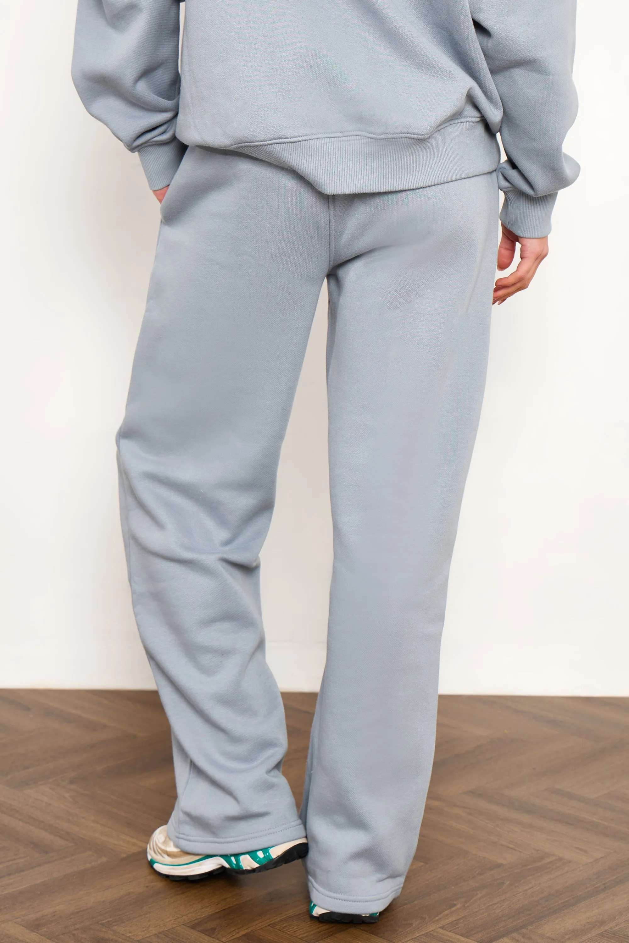 Kaiia Slogan Wide Leg Joggers Mist Grey & Yellow sold by Kaiia the label product image thumbnail 4