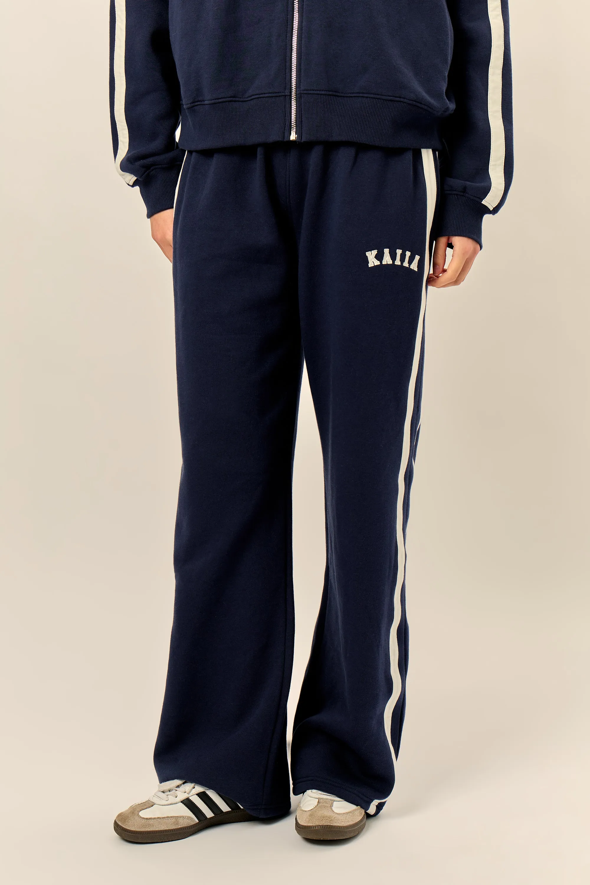 Kaiia Sport Stripe Wide Leg Joggers Navy & Cream sold by Kaiia the label product image thumbnail 2