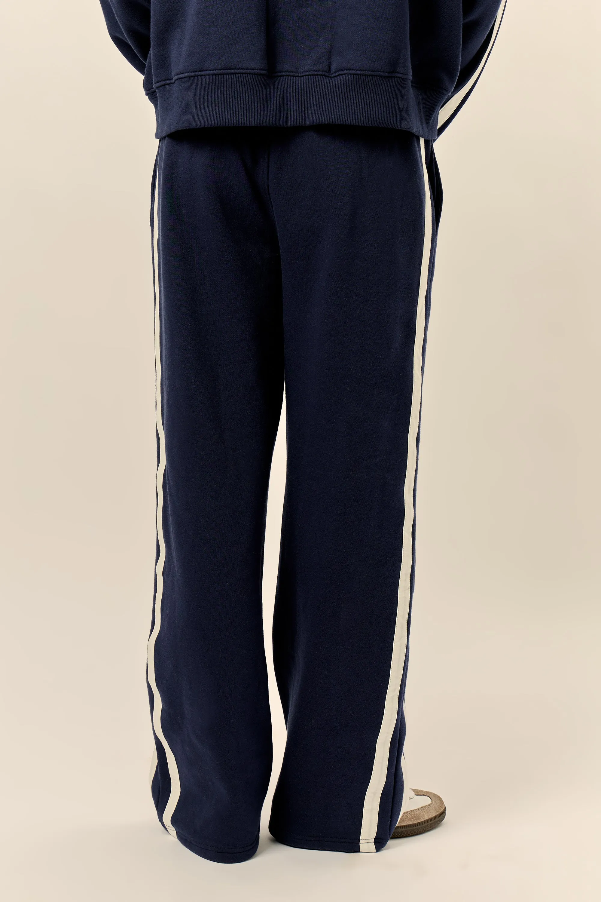 Kaiia Sport Stripe Wide Leg Joggers Navy & Cream sold by Kaiia the label product image thumbnail 3