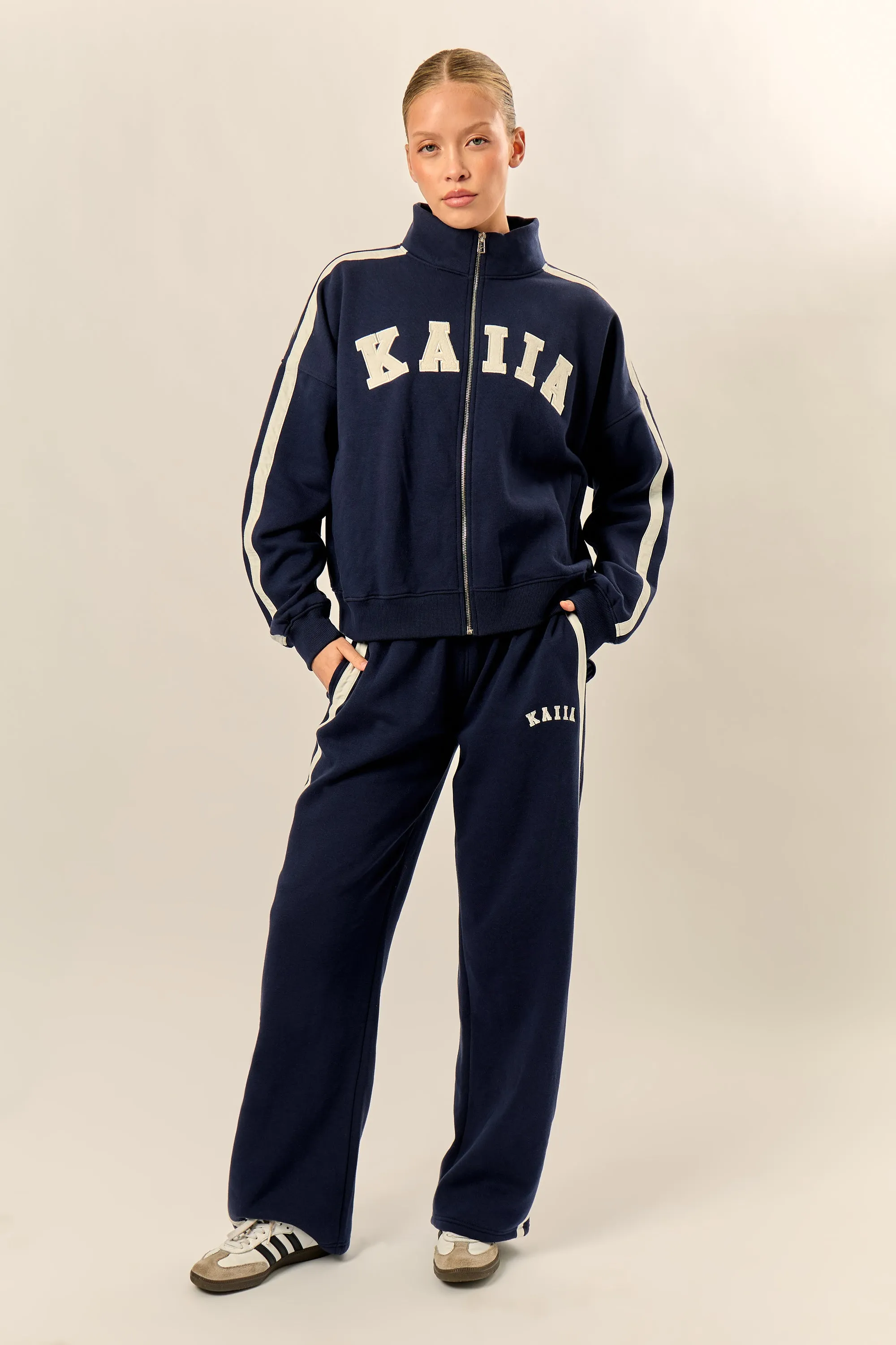 Kaiia Sport Stripe Wide Leg Joggers Navy & Cream sold by Kaiia the label