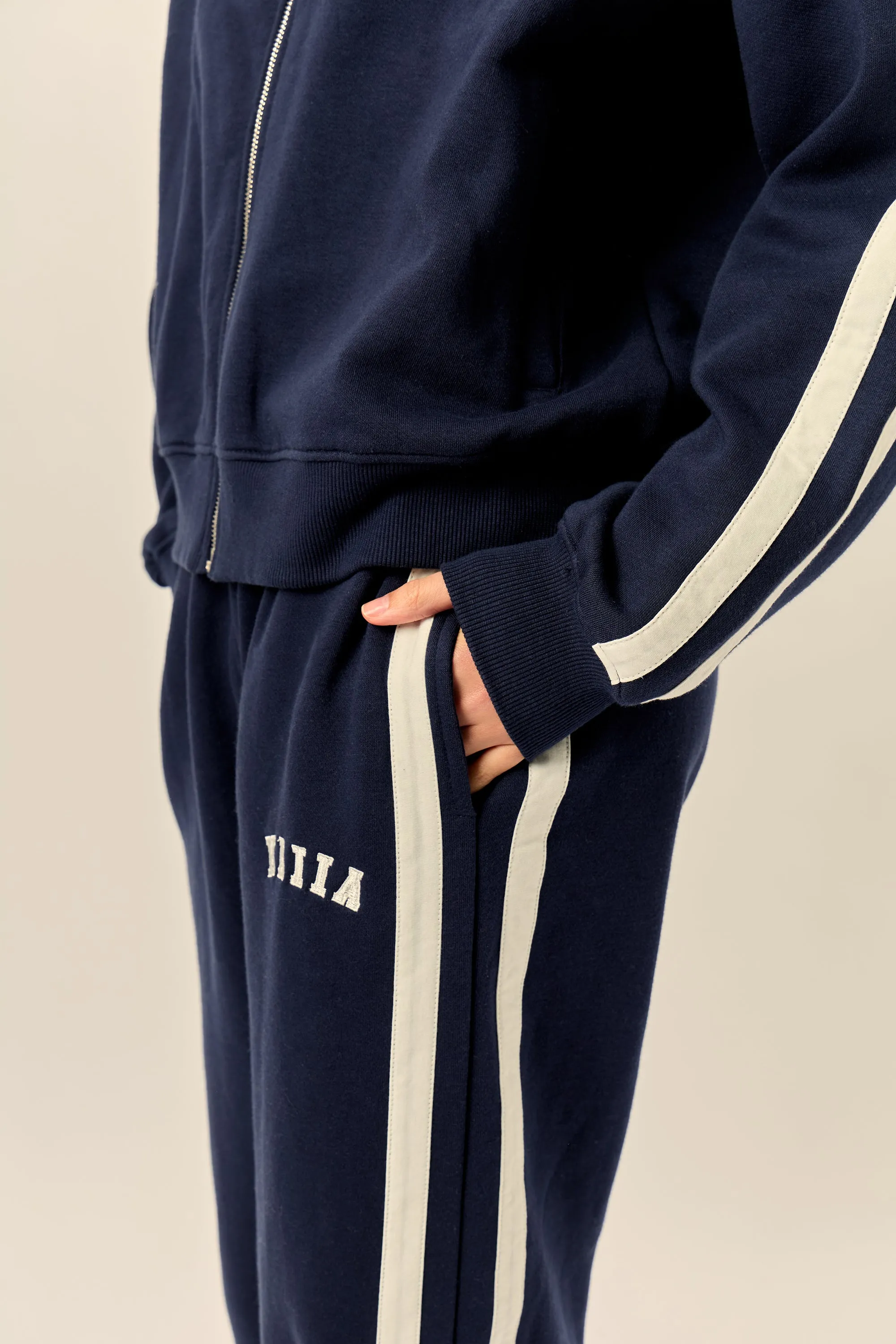 Kaiia Sport Stripe Wide Leg Joggers Navy & Cream sold by Kaiia the label product image thumbnail 4